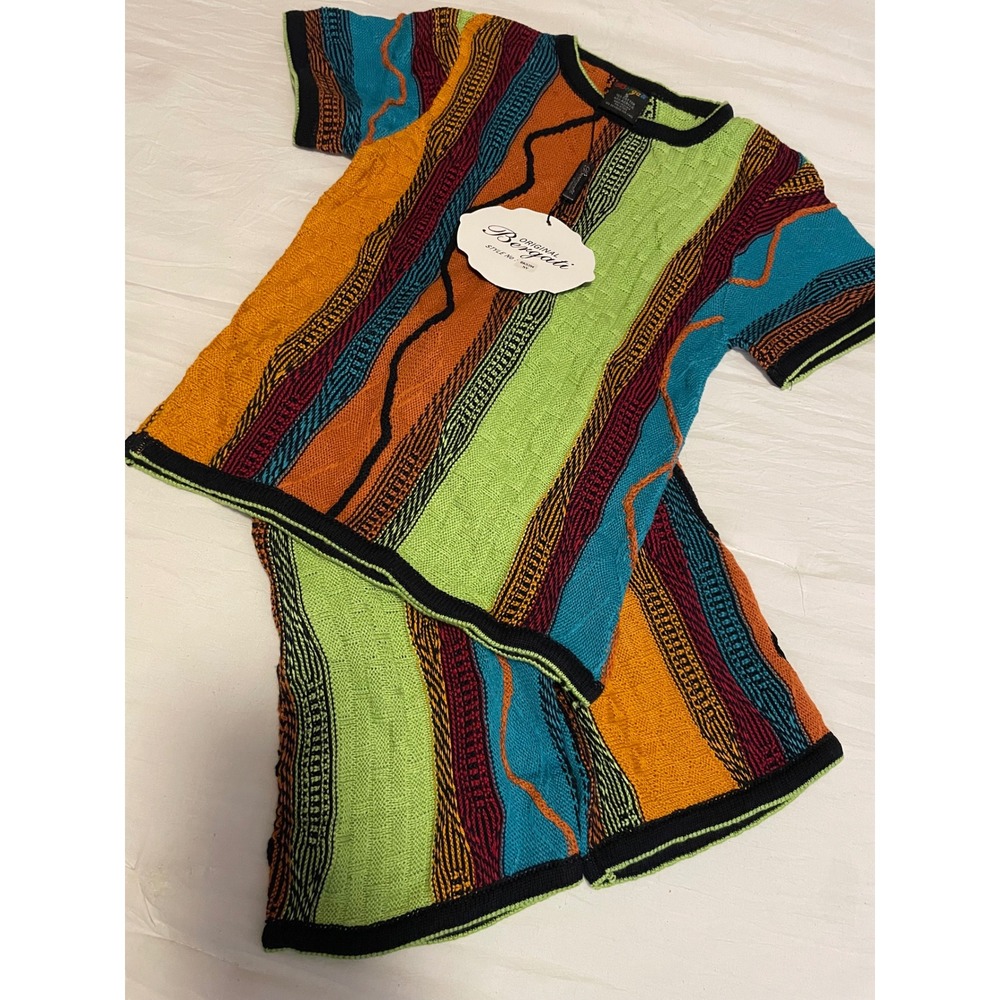 Bergati Kids Retro Striped Sweater‎ and Shorts Set Orange Green Blue Size 5